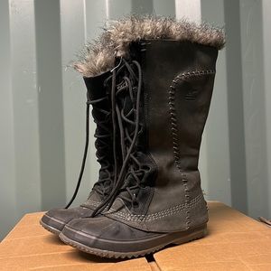 Sorel fur lined Kate the Great snow boots sz 7 black